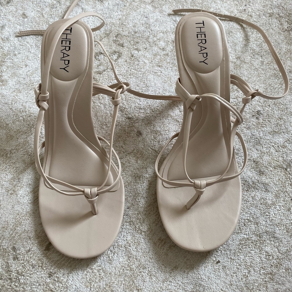 White strap heels